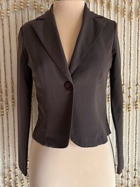 Made in USA Vintage Y2K 2000s Brown Office Siren Business Wine Mom Blazer Jacket